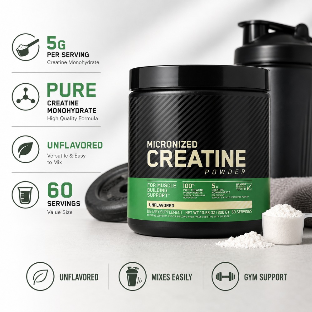 Creatine Monohydrate Powder - 크레아틴 모노하이드레이트 파우더 300g 근력 강화,