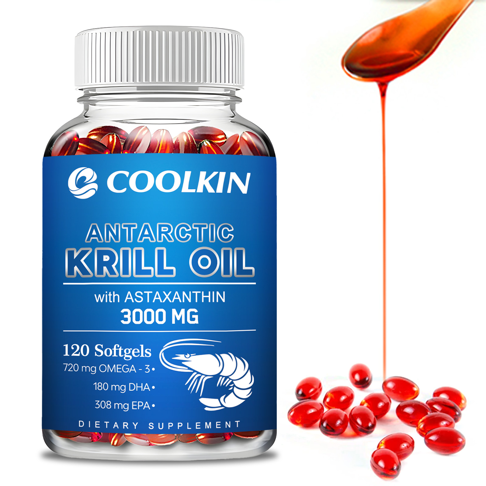 Krill Oil Supplement - 남극 크릴 오일 3000mg - 오메가-3