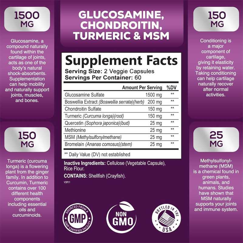 글루코사민 콘드로이틴 복합체와 MSM, 관절 지원을 위 - Glucosamine Chondroitin Joint 리뷰 및 가격